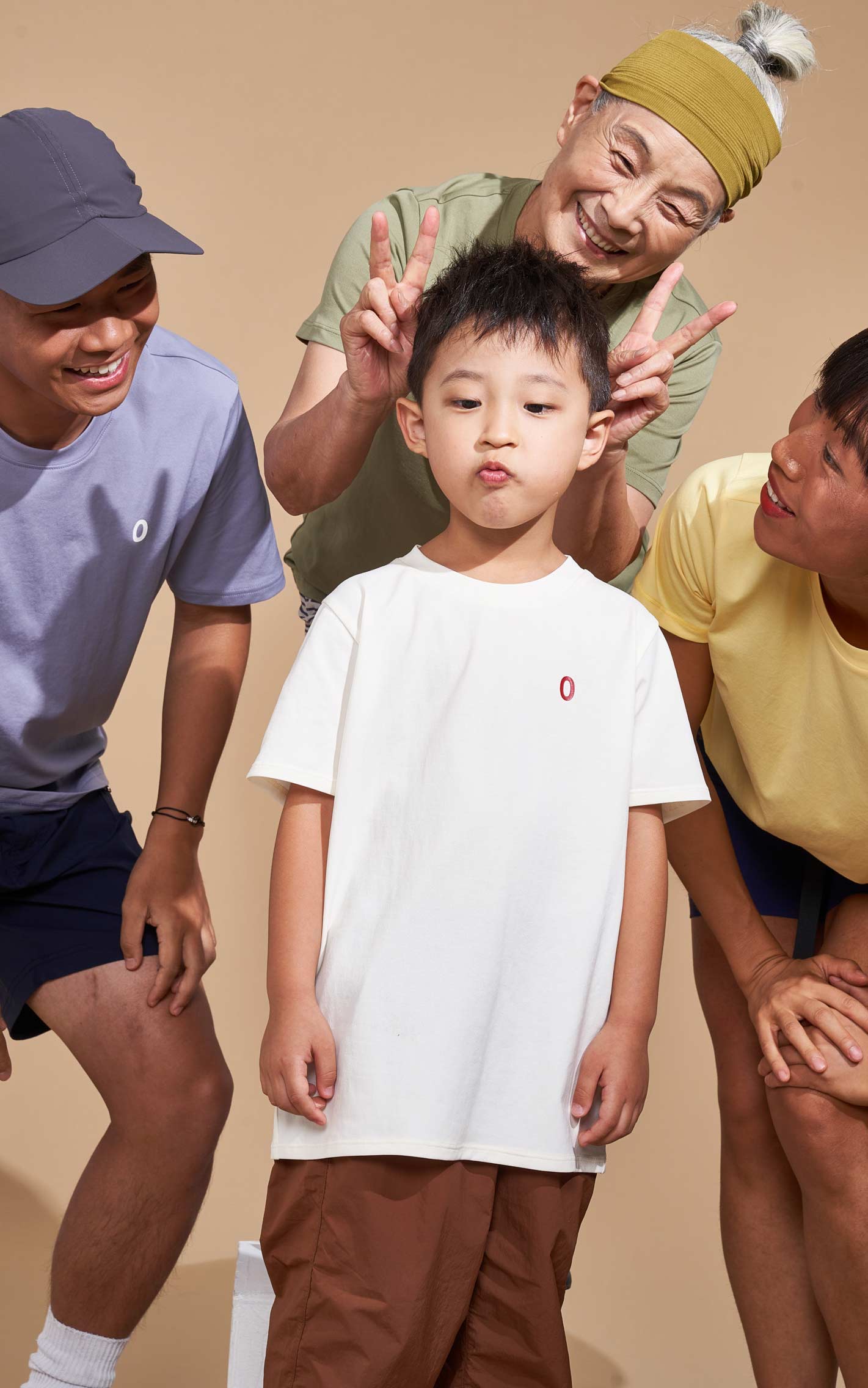 Commercial kids fashion campaign with child model in minimalist studio by Una Zhu